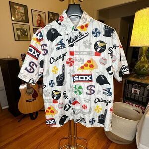 Vintage Chicago White Sox Baseball Logos Shirt Hawaiian Button Front
